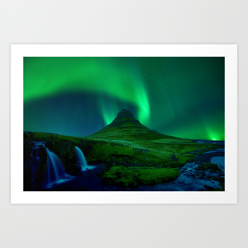 Northern Lights Over Kirkjufell Mountain Iceland Art Print By Afjgphotography Society6