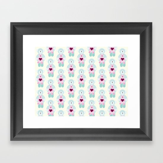 Hearts and bears Framed Art Print