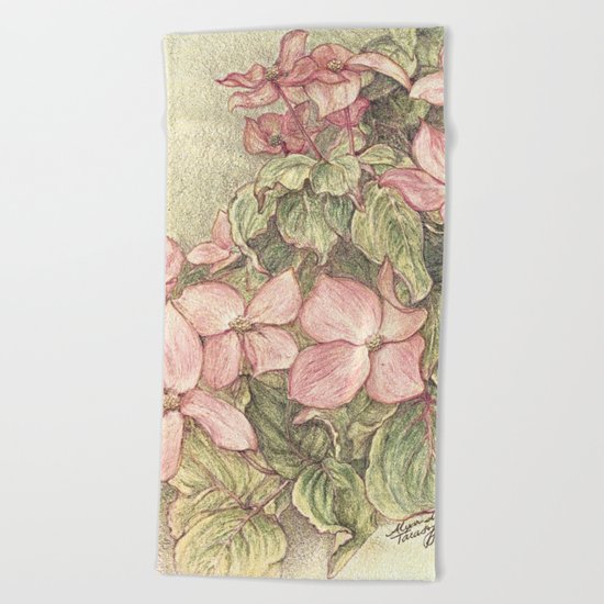 Satomi Dogwood, Pencil Sketch II Beach Towel