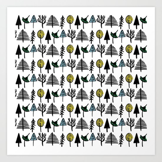 Hand drawn tree pattern Art Print