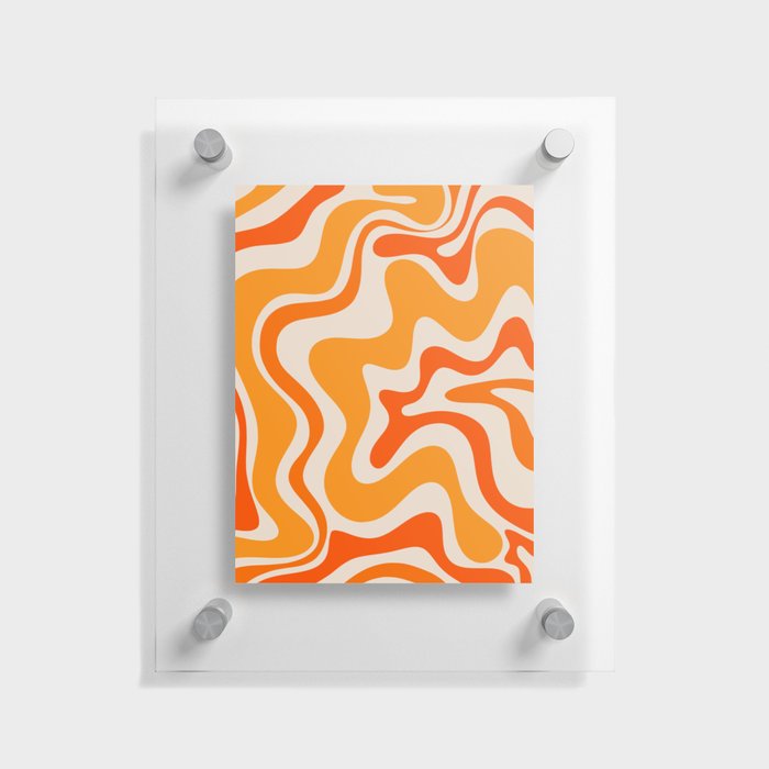 Retro Liquid Swirl Abstract Pattern in 70s Orange and Beige Floating Acrylic Print