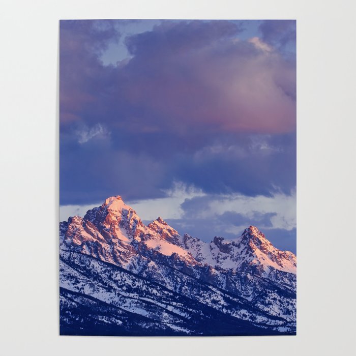 Sunrise on the Tetons - 0117, Jackson Hole, Wyoming Poster