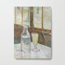 Café table with absinth Metal Print | Beverage, Vangogh, Stilllife, Post Impressionism, Cafe, Oilpainting, Alcohol, Booze, Aperitif, Glass 