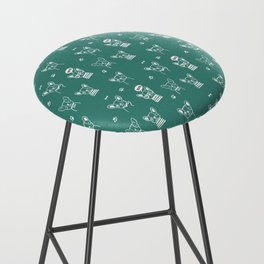 Green Blue and White Hand Drawn Dog Puppy Pattern Bar Stool