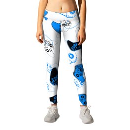 Video Game White and Blue Leggings | Gameroom, Controller, Xbox, Play, Videogames, Remote, Blue, Ps4, Game, Girlgamer 