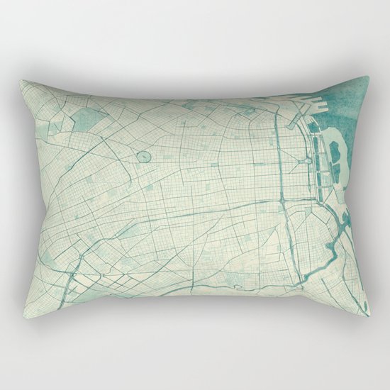 Buenos Aires Map Blue Vintage Rectangular Pillow