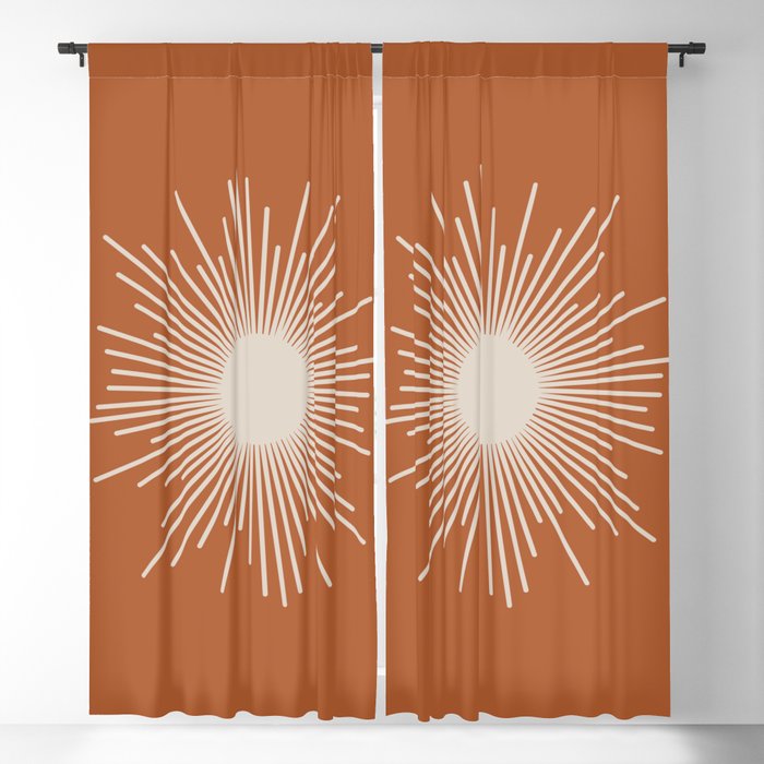 Sunburst - Mid Century Modern Minimalist Sun in Clay and Putty Blackout Curtain