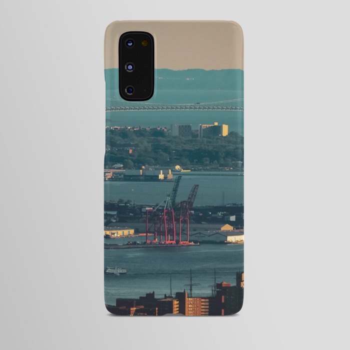 New York City Manhattan aerial view at sunset Android Case