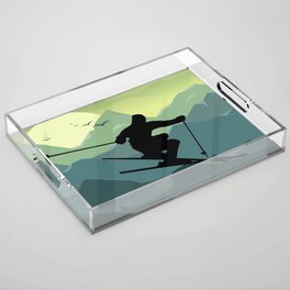 Skier Silhouette Acrylic Tray