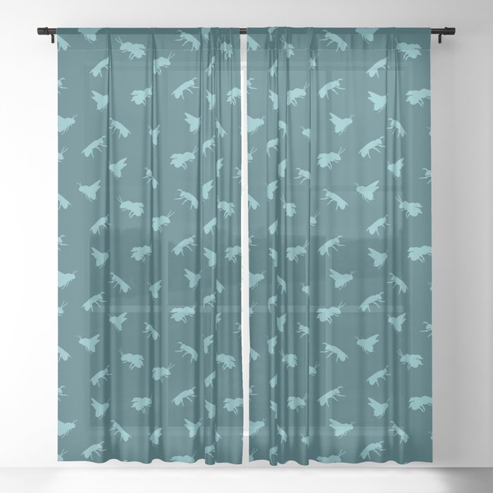 Apiary (Aquatic Blue) Sheer Curtain