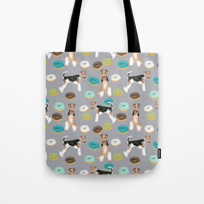 Wire Fox Terrier donuts dog pattern dog lover gifts for dog person dog breeds pet friendly Tote Bag
