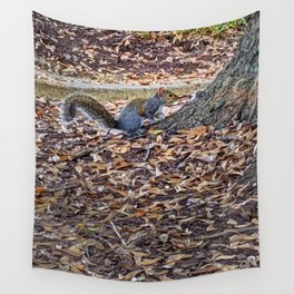 Squirrel at the base of the tree Wall Tapestry
