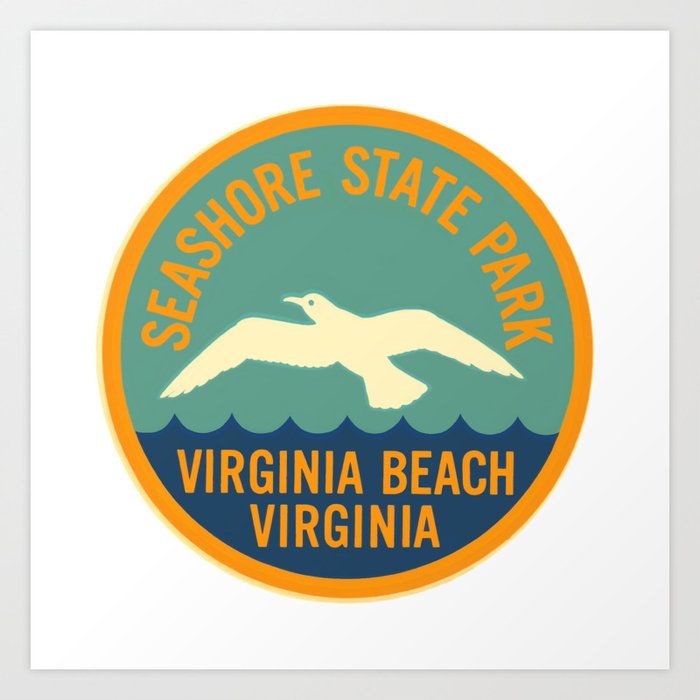 Seashore State Park Virginia Beach Camping Seagull Vintage Art Print