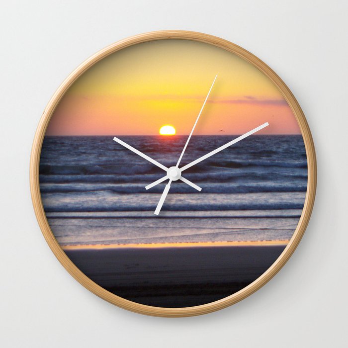 Sunset At Pismo Beach Wall Clock By Re16