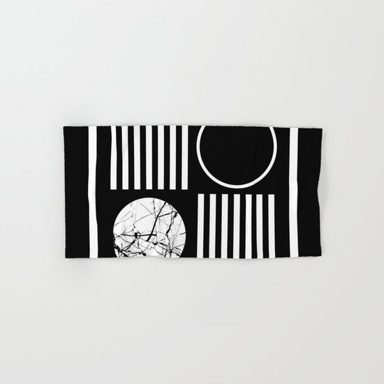 Retro Marble 2 - Abstract, geometric, black and white, bold, modern design Hand & Bath Towel