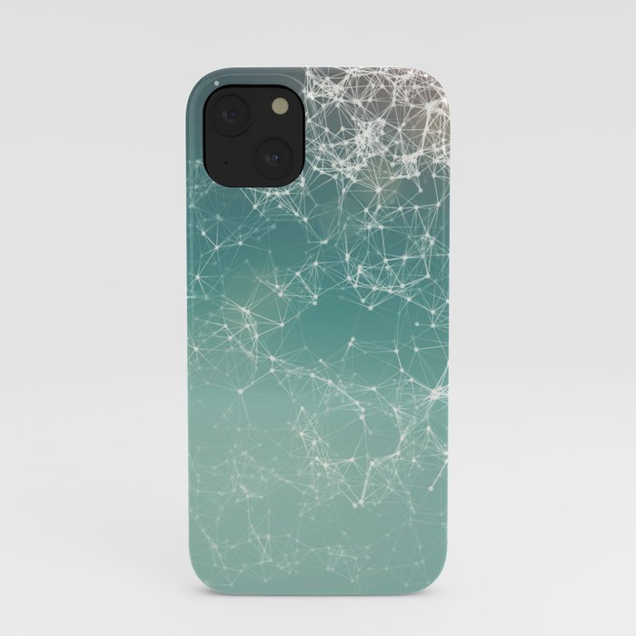 Fresh summer abstract background. Connecting dots, lens flare iPhone Case