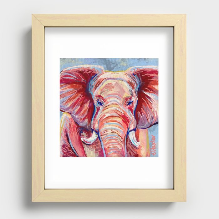 Sunset Elephant  Recessed Framed Print