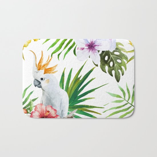 Tropical Bird Pattern 03 Bath Mat