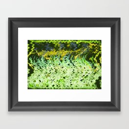 Lemon Green Wavy Abstraction Framed Art Print