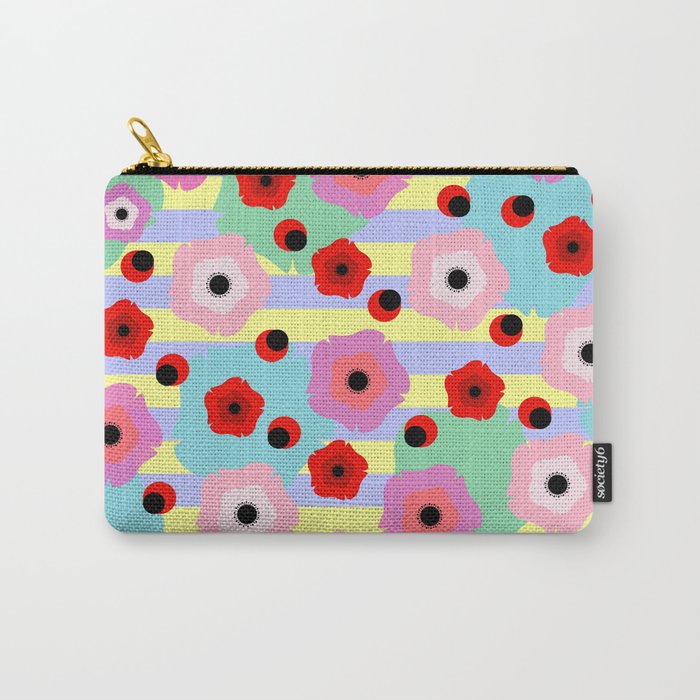 Poppies and stripes Carry-All Pouch