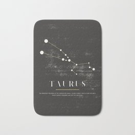 TAURUS - Zodiac Sign Constelation - Black and White Aesthetic Bath Mat