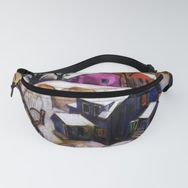 Bach Chord - Winter in a Small Town landscape painting William Sommer Fanny Pack | Portland, Woodstock, Yale, Vermont, Newhaven, Smalltown, Maine, Adirondacks, Winter, Landscape 