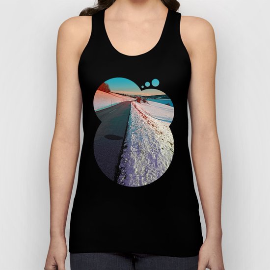 Winter road in vibrant colors Unisex Tank Top