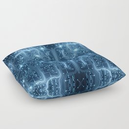 Circuit Board Glow Dark Blue 3D Printed Mother Board Floor Pillow