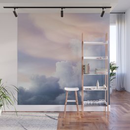 Abstract Clouds, Blue and Peach, Art Print By Synplus Wall Mural