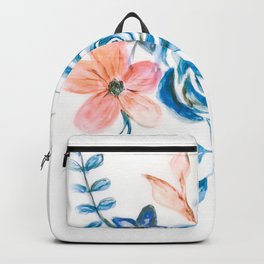 Peachy Blues Summer Floral  Backpack