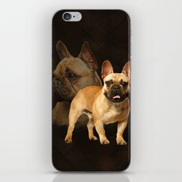 French Bulldog -Frenchie - Brown Plaid iPhone Skin