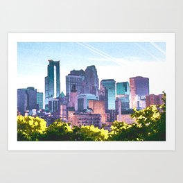 Minneapolis Minnesota Skyline Painted Style Art Print