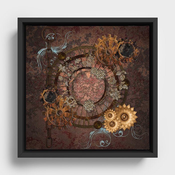 Rusty Steampunk Framed Canvas