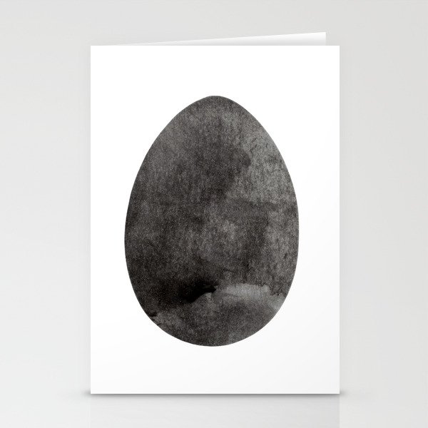 Flat Easter egg symbol. Cooking and food sign. Bird eggshell logo. Monochrome black-white watercolor isolated on white. Design for background, cover and packaging, Easter and food illustration, greeting card. Stationery Cards