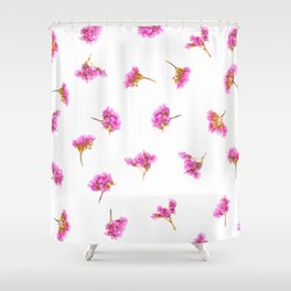 Limonium flowers pattern isolated on white background. Top view. Flat lay.  Shower Curtain