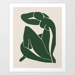 Matisse Abstract Nude II, Forest Green, Mid Century Art Decor Art Print