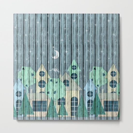Stylized night city. Metal Print