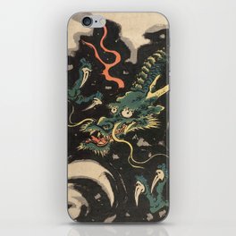 Japanese Dragon Black Green Woodblock Art Utagawa Toyokuni iPhone Skin