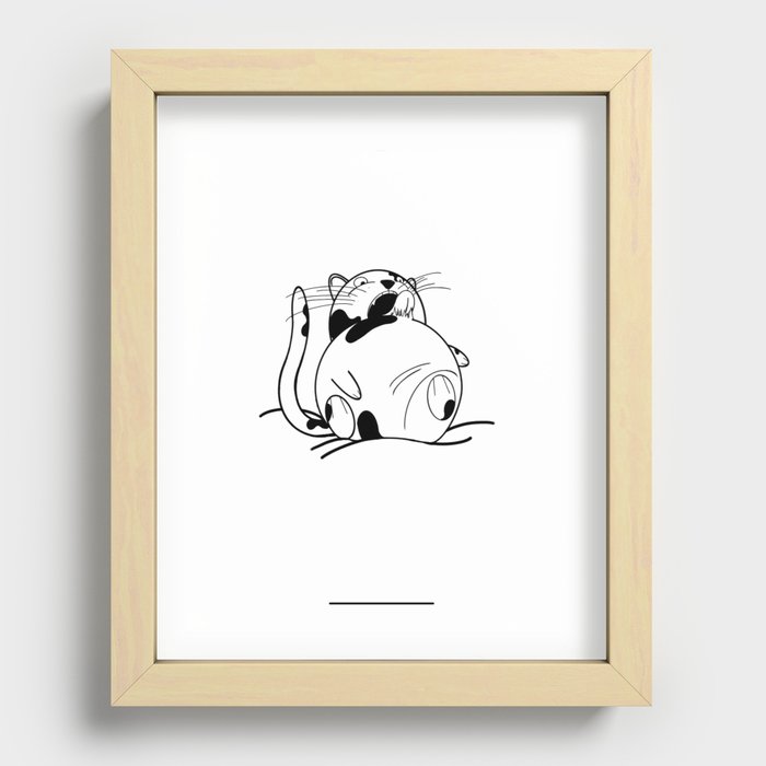 cute cat minimilist art Recessed Framed Print