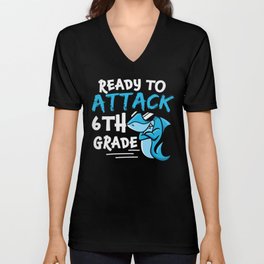 Ready To Attack 6th Grade Shark V Neck T Shirt