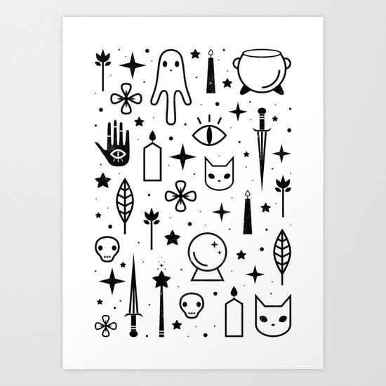 Spirit Symbols White Art Print