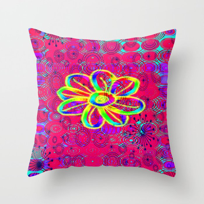 Rainbow Flower Throw Pillow