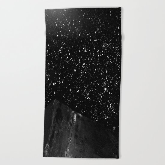 Moon Rising in the dark Black and White Beach Towel