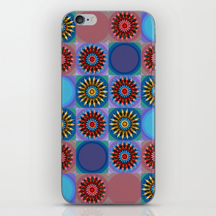 Colorful Mandala Grids - Vibrant Blues iPhone Skin