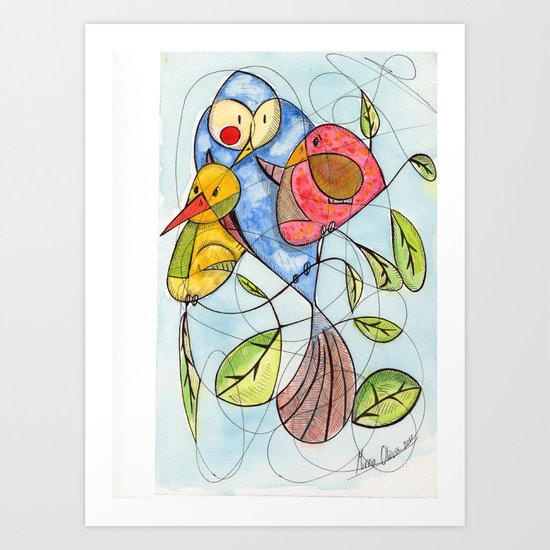 Crowded branch Art Print