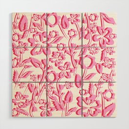 Arol - Floral Minimalsitic Colorful Flower Art Design Pattern in Pink Wood Wall Art
