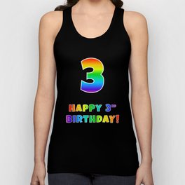 [ Thumbnail: HAPPY 3RD BIRTHDAY - Multicolored Rainbow Spectrum Gradient Tank Top ]