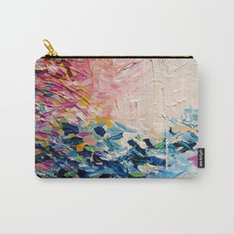 PARADISE DREAMING Colorful Pastel Abstract Art Painting Textural Pink Blue Tropical Brushstrokes Carry-All Pouch