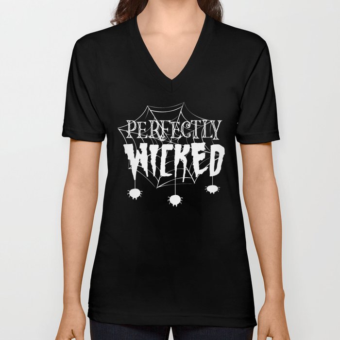 Perfectly Wicked Cool Halloween V Neck T Shirt