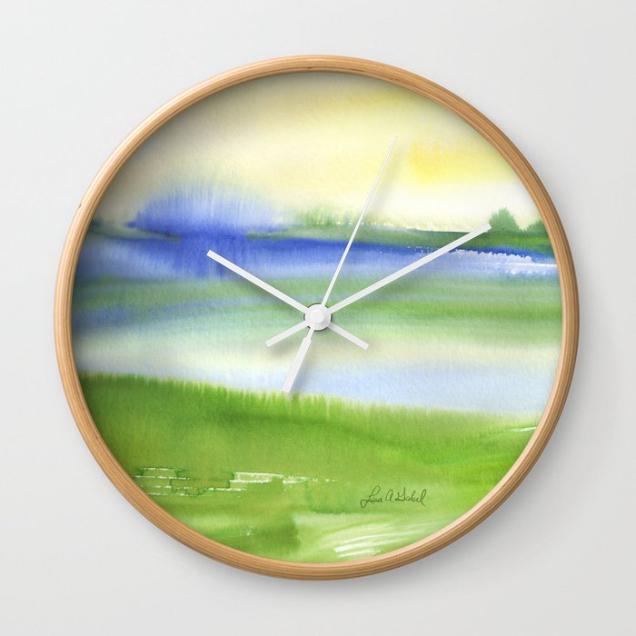 watercolor landscape Wall Clock